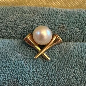 14k Gold & Cultured Pearl Golf Theme Tie Tack